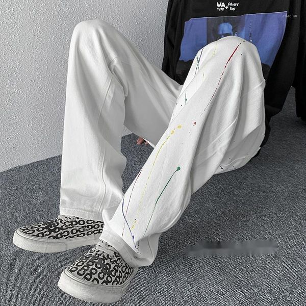 men's jeans wear 2021 printed korean streetwear fashion straight casual denim wide leg loose trousers for men, Blue
men's jeans wear 2021 printed korean streetwear fashion straight casual denim wide leg loose trousers for men, Blue