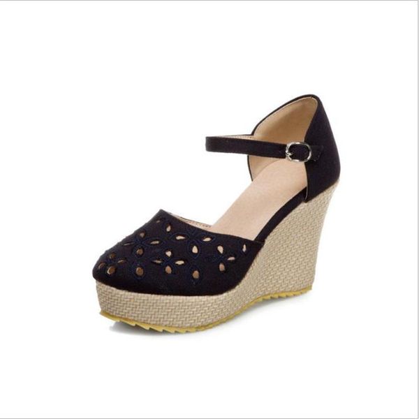 spring and autumn hollow pierced bohemian linen bottom wedge toe cap sandals small fresh straw high-heeled women, Black
spring and autumn hollow pierced bohemian linen bottom wedge toe cap sandals small fresh straw high-heeled women, Black