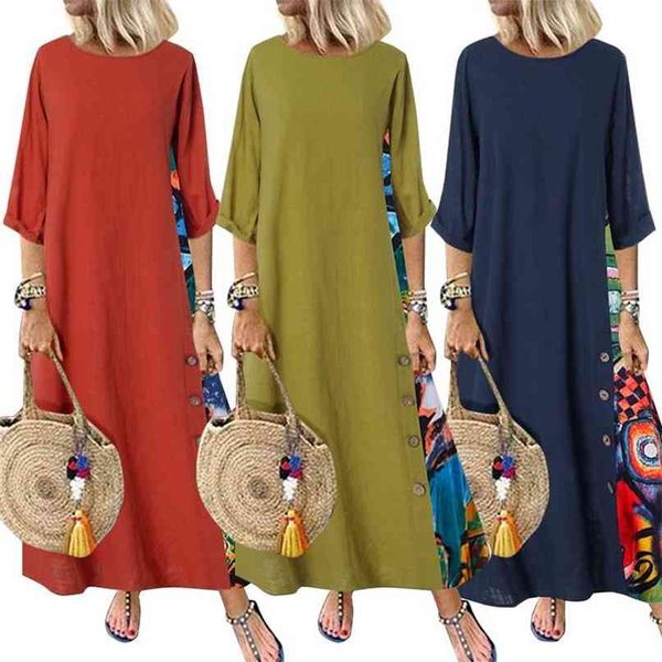 women autumn patchwork vintage maxi dress casual loose 3/4 sleeve vestidos female o neck floral robe plus size long 210507, Black;gray
women autumn patchwork vintage maxi dress casual loose 3/4 sleeve vestidos female o neck floral robe plus size long 210507, Black;gray