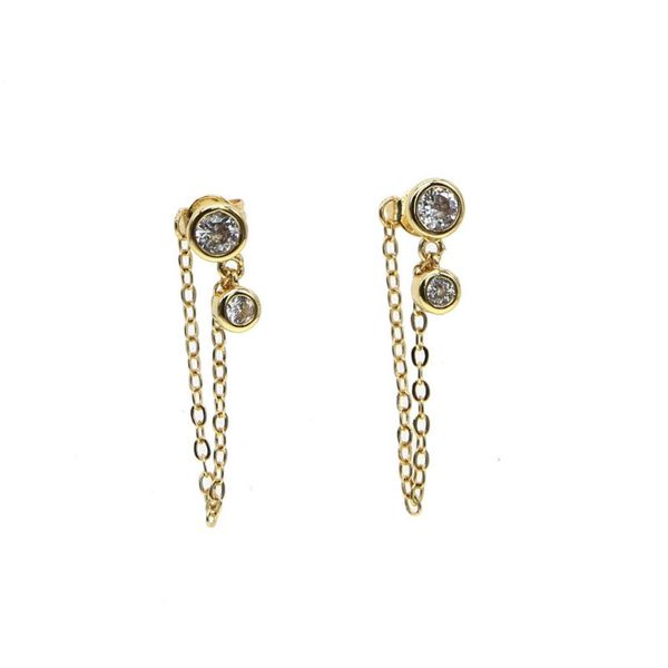 pcs bezel round cz cubic zirconia tassel chain romantic fashion women gold color earring stud, Golden;silver
pcs bezel round cz cubic zirconia tassel chain romantic fashion women gold color earring stud, Golden;silver
