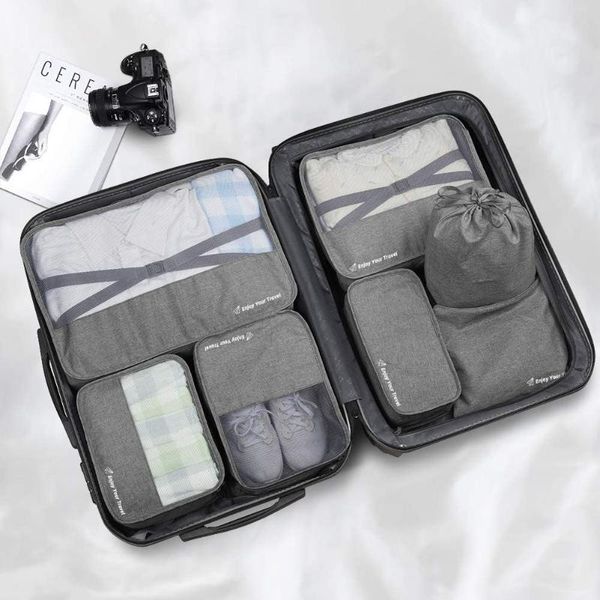 storage bags packing cubes 7 pcs travel luggage organizers set with laundry bag (black)
storage bags packing cubes 7 pcs travel luggage organizers set with laundry bag (black)