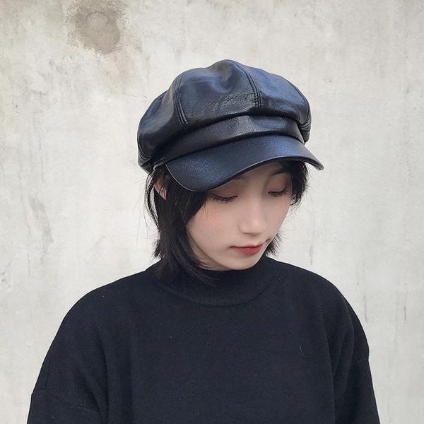 berets women's hat beret autumn and winter korean version all-match japanese british retro pu leather octagonal sboy, Blue;gray
berets women's hat beret autumn and winter korean version all-match japanese british retro pu leather octagonal sboy, Blue;gray
