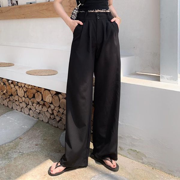 women's pants & capris yamdi korean solid trouser women chic runway elegant high waist pant female woman spring autumn button wid-legge, Black;white
women's pants & capris yamdi korean solid trouser women chic runway elegant high waist pant female woman spring autumn button wid-legge, Black;white
