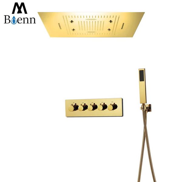 boenn golden 4 functions led shower systems set bathroom faucets 23"x31" rain panel thermostatic brass concealed mixer sets
boenn golden 4 functions led shower systems set bathroom faucets 23"x31" rain panel thermostatic brass concealed mixer sets