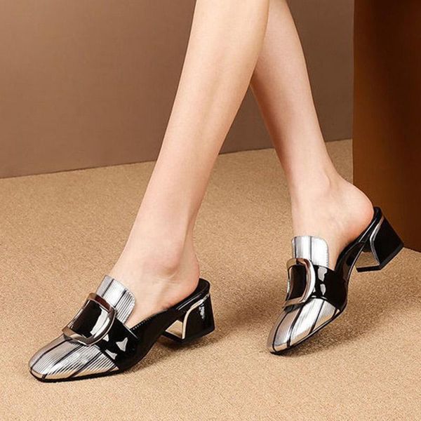 plus size women slippers square toe mules botton buckle high heels dress shoes ladies leather modern slides zapatos mujer 9156n, Black
plus size women slippers square toe mules botton buckle high heels dress shoes ladies leather modern slides zapatos mujer 9156n, Black