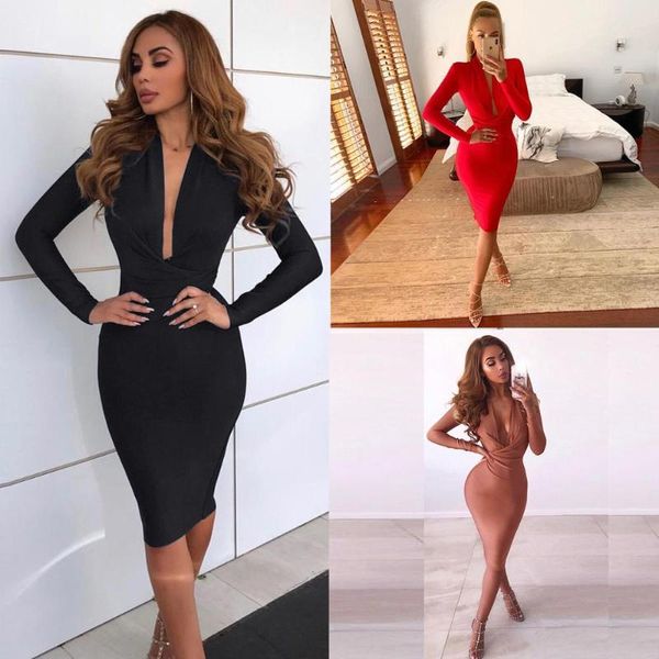 casual dresses tight women's dress deep low chest long sleeve v hip wrap elegant vestidos, Black;gray
casual dresses tight women's dress deep low chest long sleeve v hip wrap elegant vestidos, Black;gray