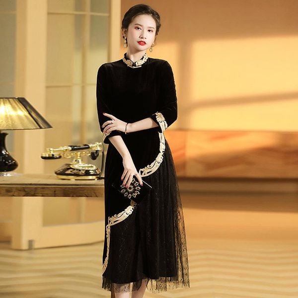 women's tracksuits velvet nine phoenix lace irregular cheongsam + long pleated skirt 2021 autumn national style set women, Gray
women's tracksuits velvet nine phoenix lace irregular cheongsam + long pleated skirt 2021 autumn national style set women, Gray