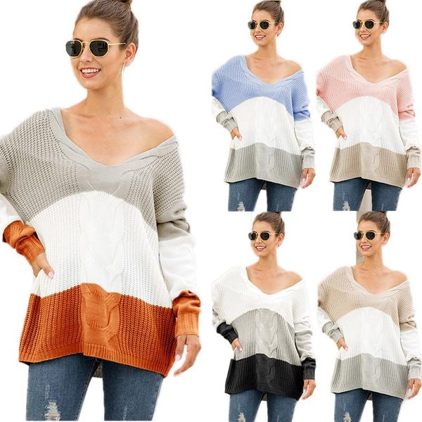 women's sweaters v neck thick long sleeve patchwork female fashion casual autumn winter jumper basic soft warm knitted, White;black
women's sweaters v neck thick long sleeve patchwork female fashion casual autumn winter jumper basic soft warm knitted, White;black