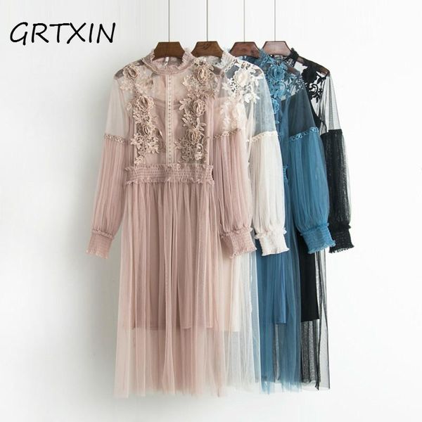 casual dresses autumn female flower sweet gauze lace pressure pleated one-piece dress women's waist slim full two pcs, Black;gray
casual dresses autumn female flower sweet gauze lace pressure pleated one-piece dress women's waist slim full two pcs, Black;gray