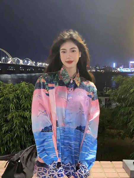 new casablanca moca sunset silk shirt long sleeve shirt, White;black 
new casablanca moca sunset silk shirt long sleeve shirt, White;black