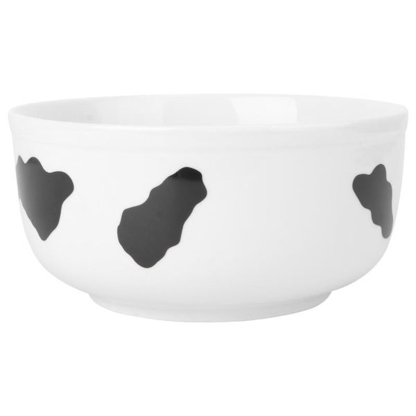 1pc cow printed dessert bowl fruit salad plate kitchen tableware (black white) bowls
