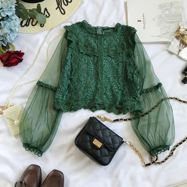 women blouse hollow crocheted gauze lantern sleeves lace high waist short lady shirts femme 0sh122 women's blouses, White
women blouse hollow crocheted gauze lantern sleeves lace high waist short lady shirts femme 0sh122 women's blouses, White