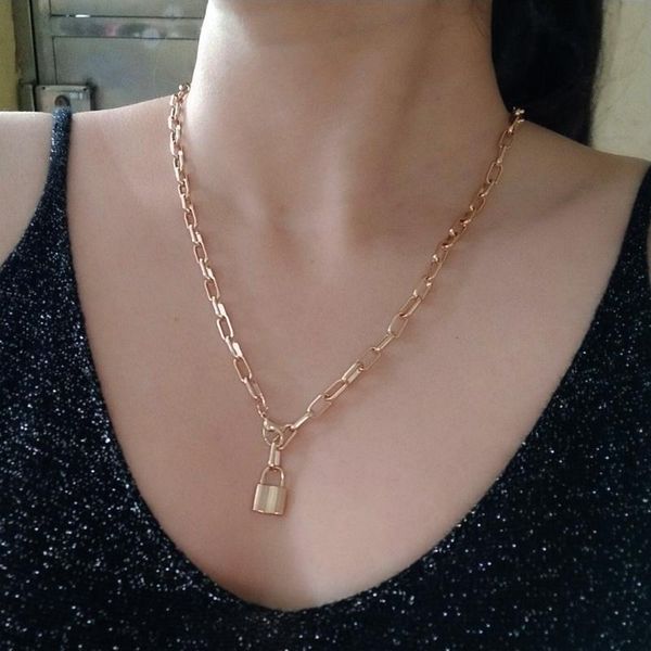 pendant necklaces fashion punk link chain gold and silver color padlock necklace women trendy jewelry
pendant necklaces fashion punk link chain gold and silver color padlock necklace women trendy jewelry