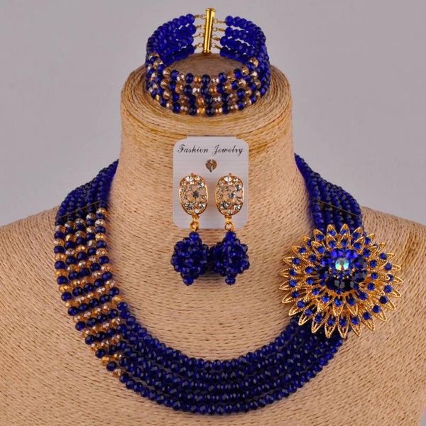earrings & necklace royal blue and champagne gold ab african beads jewelry set nigerian wedding costume cs01, Silver
earrings & necklace royal blue and champagne gold ab african beads jewelry set nigerian wedding costume cs01, Silver