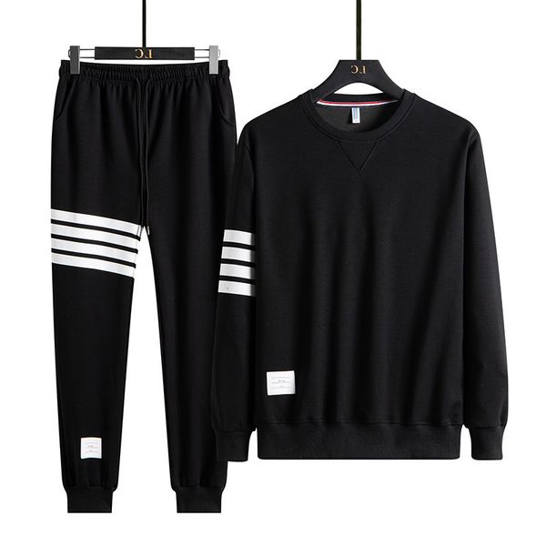 round ne sweater men's autumn running fashion casual pants four bar couple two-piece suit, Black
round ne sweater men's autumn running fashion casual pants four bar couple two-piece suit, Black