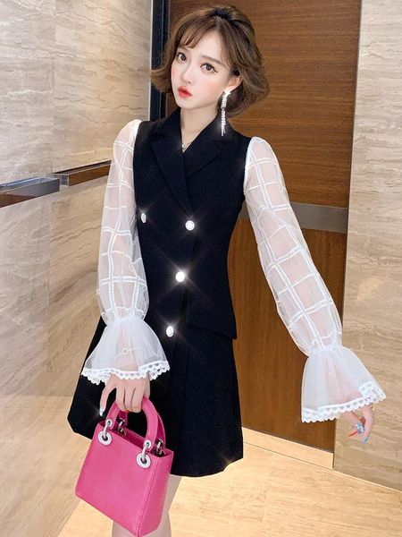women's tracksuits contrasting color stitching sequined bell sleeve double-breasted slim-fit waist hugging elegant dress female 2021 au, Gray
women's tracksuits contrasting color stitching sequined bell sleeve double-breasted slim-fit waist hugging elegant dress female 2021 au, Gray