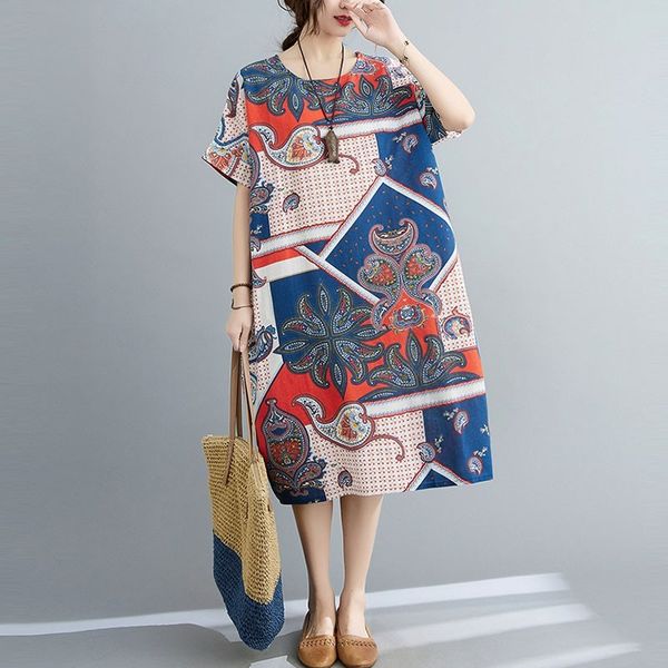oversized women cotton linen casual dress new arrival summer indie folk style vintage print loose female long dresses s3574 210412, Black;gray
oversized women cotton linen casual dress new arrival summer indie folk style vintage print loose female long dresses s3574 210412, Black;gray