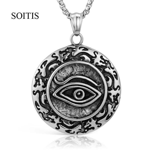 pendant necklaces soitis punk style hip hop evil eyes round pendants stainless stell jewelry woman men eye of horus chain, Silver
pendant necklaces soitis punk style hip hop evil eyes round pendants stainless stell jewelry woman men eye of horus chain, Silver