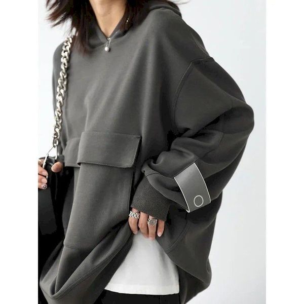 women's hoodies & sweatshirts fashion women 2021 spring autumn casual loose wild pocket hoodie outer wear design trend hooded jacket wo, Black
women's hoodies & sweatshirts fashion women 2021 spring autumn casual loose wild pocket hoodie outer wear design trend hooded jacket wo, Black