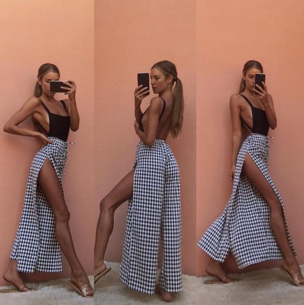 women's jumpsuits & rompers feecolor 2021 fashion check stripe loose wide leg trousers, Black;white
women's jumpsuits & rompers feecolor 2021 fashion check stripe loose wide leg trousers, Black;white