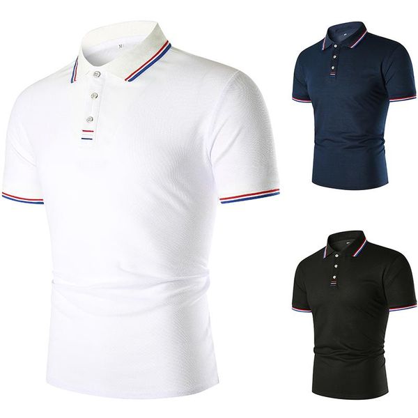 men's polos 2021 summer solid color collar cuff stripe splicing contrast slim short sleeve shirt, White;black
men's polos 2021 summer solid color collar cuff stripe splicing contrast slim short sleeve shirt, White;black