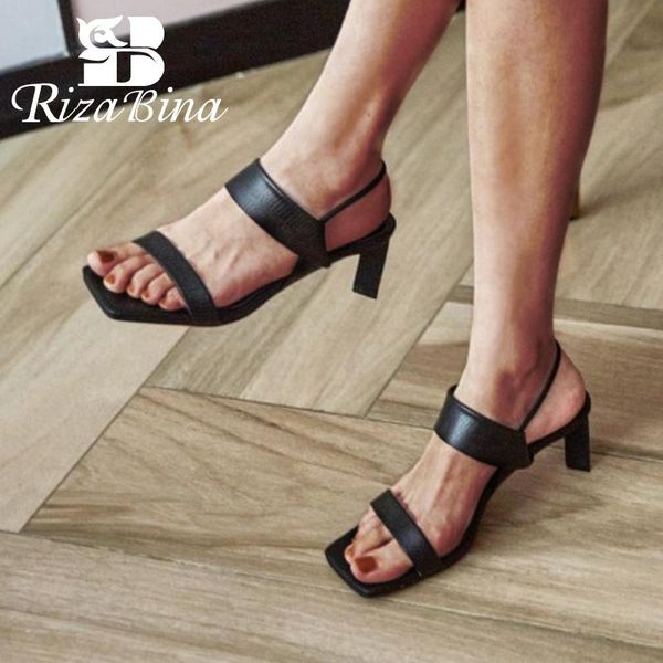 dress shoes rizabina women sandals high-quality genuine leather square heels fashion solid slip on footwear size 34-40, Black
dress shoes rizabina women sandals high-quality genuine leather square heels fashion solid slip on footwear size 34-40, Black