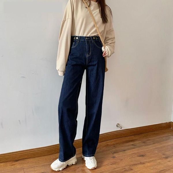 female pants autumn winter trousers casual straight button zipper high waist vintage korean clothing dark blue 2021 fashion women's jea
female pants autumn winter trousers casual straight button zipper high waist vintage korean clothing dark blue 2021 fashion women's jea