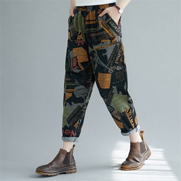 autumn winter arts style women elastic waist loose casual pants vintage print cotton harem big size m608 210512, Black;white
autumn winter arts style women elastic waist loose casual pants vintage print cotton harem big size m608 210512, Black;white