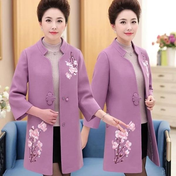 women's wool & blends autumn woolen coat embroidery vintage mid long overcoat jacket plus size 5xl middle-aged female blended, Black
women's wool & blends autumn woolen coat embroidery vintage mid long overcoat jacket plus size 5xl middle-aged female blended, Black