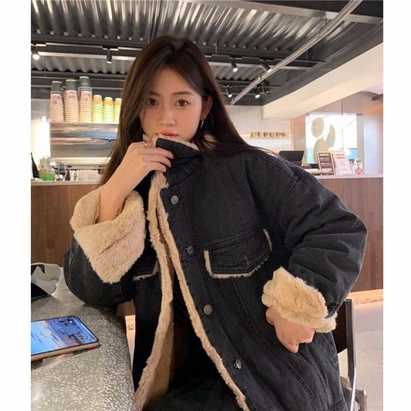 women's jackets cmaz 2021 autumn winter thick coats for women thickening denim jacket and all-matching small retr, Black;brown
women's jackets cmaz 2021 autumn winter thick coats for women thickening denim jacket and all-matching small retr, Black;brown