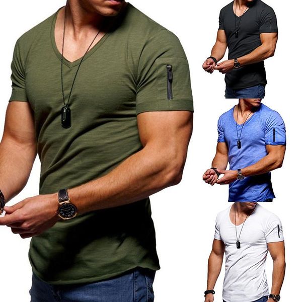 men's t-shirts v-neck t-shirt fitness bodybuilding summer short sleeve zipper casual classical solid tees male streetwear, White;black
men's t-shirts v-neck t-shirt fitness bodybuilding summer short sleeve zipper casual classical solid tees male streetwear, White;black