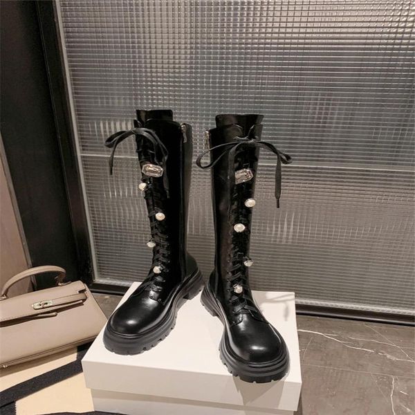 boots 2021 women knee high riding knight buckle lace up rivet chunky platform motorcycle long round head tube, Black
boots 2021 women knee high riding knight buckle lace up rivet chunky platform motorcycle long round head tube, Black