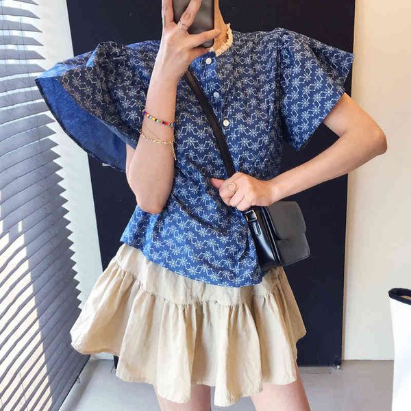 spring vintage butterfly sleeve lace stitching embroidery ladies casual shirt + high waist pleats ball gown skirt 210510, White
spring vintage butterfly sleeve lace stitching embroidery ladies casual shirt + high waist pleats ball gown skirt 210510, White