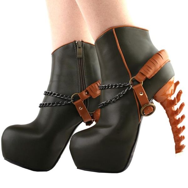 story vintage rockabilly two tone buckle chain high-bone platform ankle boots dress shoes, Black
story vintage rockabilly two tone buckle chain high-bone platform ankle boots dress shoes, Black