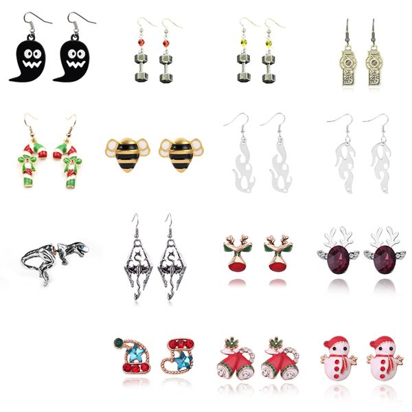 crappy black ghost dinosaur bee christmas reindeer sock bell snowman white flame dumbbell pendant earrings for women jewelry, Golden
crappy black ghost dinosaur bee christmas reindeer sock bell snowman white flame dumbbell pendant earrings for women jewelry, Golden