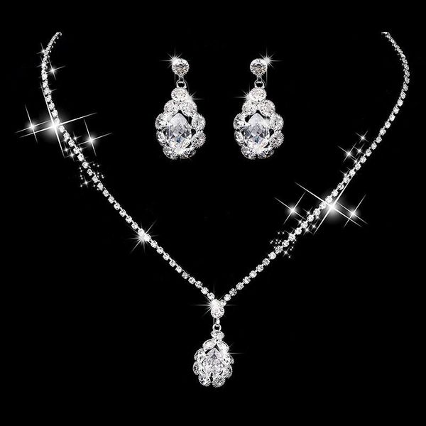 earrings & necklace trendy female white crystal jewelry set silver color flower stud for women cute bride geometric wedding chain
earrings & necklace trendy female white crystal jewelry set silver color flower stud for women cute bride geometric wedding chain