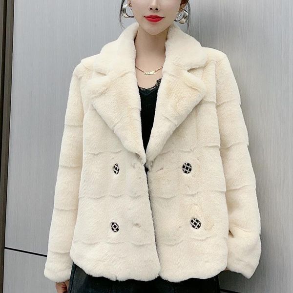 women's fur & faux winter jacket coat teddy bear loose for 2021, Black