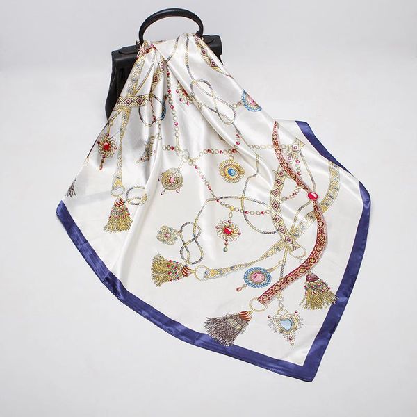 scarves silk women's fashion trend headscarves satin 90cm*90cm tassel printing large square scarf gift sunscreen headscarf, Blue;gray
scarves silk women's fashion trend headscarves satin 90cm*90cm tassel printing large square scarf gift sunscreen headscarf, Blue;gray