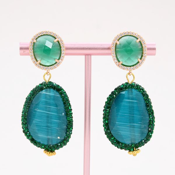 guaiguai jewelry green faceted cz paved cat eye green jade gold plated cz stud earrings handmade for women real gems stone lady fashion jewe, Silver
guaiguai jewelry green faceted cz paved cat eye green jade gold plated cz stud earrings handmade for women real gems stone lady fashion jewe, Silver