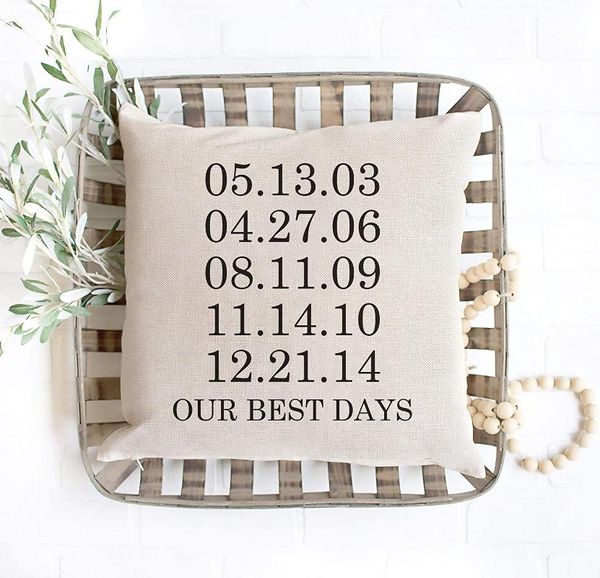 cushion cover important dates - our days cover-farmhouse's throws with words covers -18x18inch/45x45cm pillow case
cushion cover important dates - our days cover-farmhouse's throws with words covers -18x18inch/45x45cm pillow case