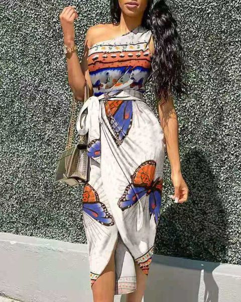 2021 summer new ol temperament women's oblique shoulder irregular dress, White
2021 summer new ol temperament women's oblique shoulder irregular dress, White