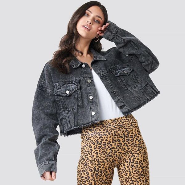 women's jackets autumn bf crop denim women turn down collar buttons frayed black patchwork jean coat pockets loose bomber jacket, Black;brown
women's jackets autumn bf crop denim women turn down collar buttons frayed black patchwork jean coat pockets loose bomber jacket, Black;brown