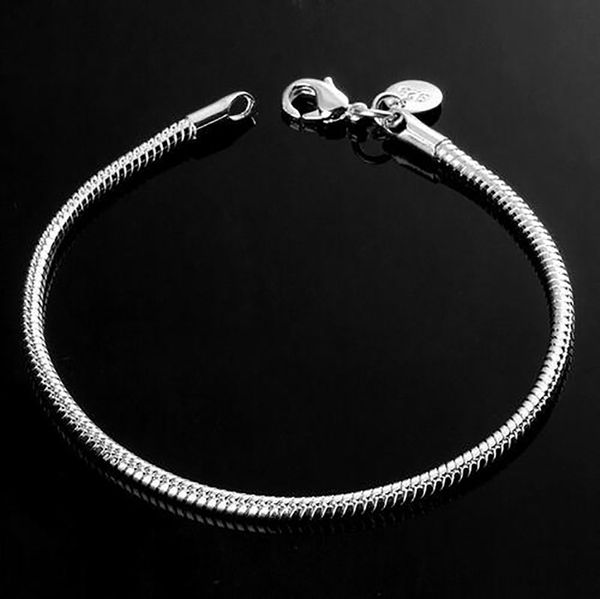 3mm 8inch 925 sterling silver snake charm chain bracelet 3mm snake bone bracelets wedding party jewelry accessories, Black
3mm 8inch 925 sterling silver snake charm chain bracelet 3mm snake bone bracelets wedding party jewelry accessories, Black