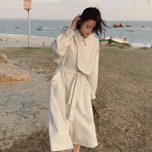 women's trench coats spring autumn women fashion elegant white coat female single breasted loose casual bandage long windbreaker cloak, Tan;black
women's trench coats spring autumn women fashion elegant white coat female single breasted loose casual bandage long windbreaker cloak, Tan;black