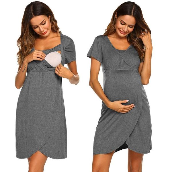 women maternity dress breastfeeding skirt pregnant nursing short sleeve nightdress dresses, White
women maternity dress breastfeeding skirt pregnant nursing short sleeve nightdress dresses, White