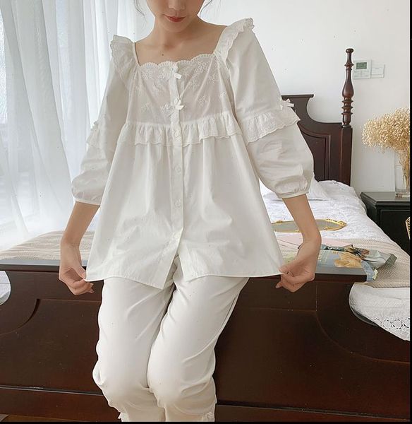 lolita square collar pajama women sleepwear set.ruffles embroidered long pants.vintage pyjamas set.victorian loungewear, Black;red
lolita square collar pajama women sleepwear set.ruffles embroidered long pants.vintage pyjamas set.victorian loungewear, Black;red
