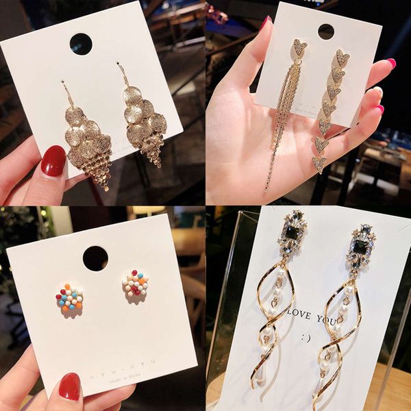 s925 silver needle creative women's long geometric tassel korean simple earrings, Black
s925 silver needle creative women's long geometric tassel korean simple earrings, Black