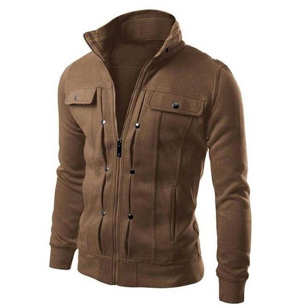 men jacket spring fashion solid color stand collar long sleeve zip pocket slim coat plus size men's clothing 210909, Black;brown
men jacket spring fashion solid color stand collar long sleeve zip pocket slim coat plus size men's clothing 210909, Black;brown