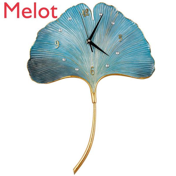 quartz clock mute household ginkgo leaf wall personality creative clocks modern