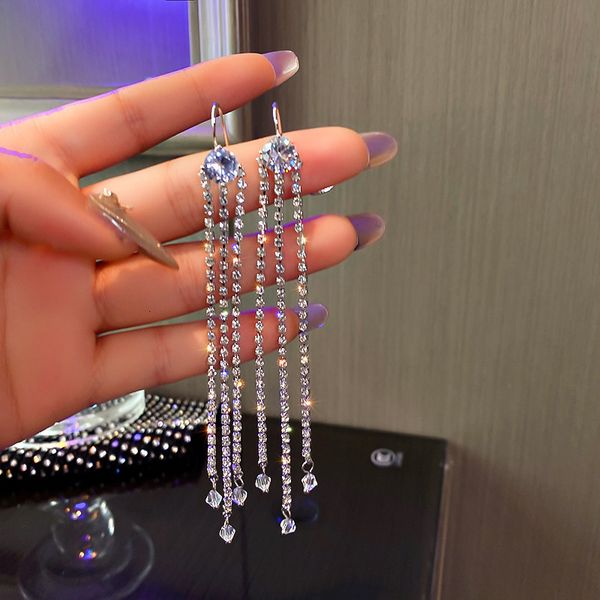 cool style fashion design long tassel inlaid with diamond crystal earhook mesh red temperament earrings, Silver
cool style fashion design long tassel inlaid with diamond crystal earhook mesh red temperament earrings, Silver